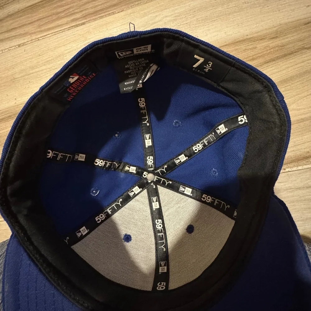 New Era 59FIFTY Atlanta Braves Fitted Hat Blue Wool King Side Patch 7 3/4 MLB